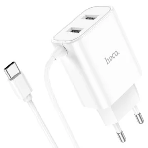 Incarcator de retea Hoco C103A Courser + Cablu Type-C [White]